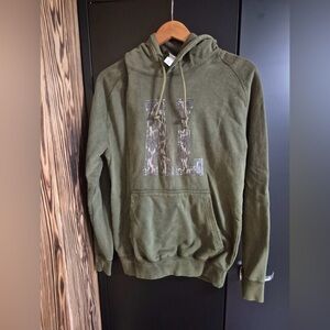 Olive Green Hoodie with Camouflage Detail